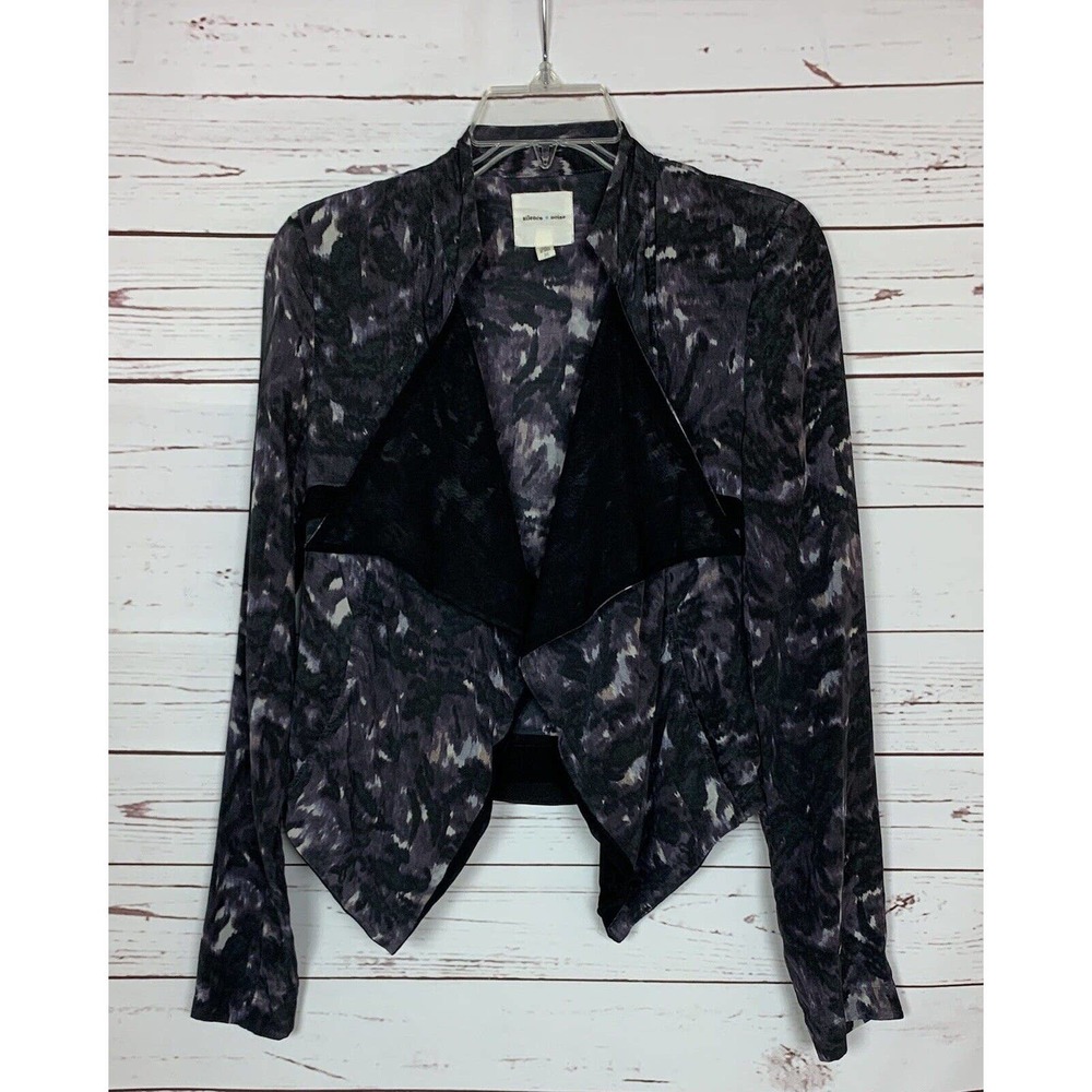 Silence + Noise Urban Outfitters Women's M Medium Black Purple 100% SILK Jacket